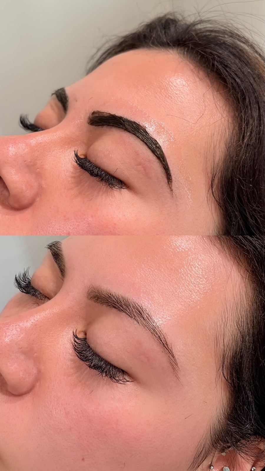 Before and after eyebrow threading — client 3