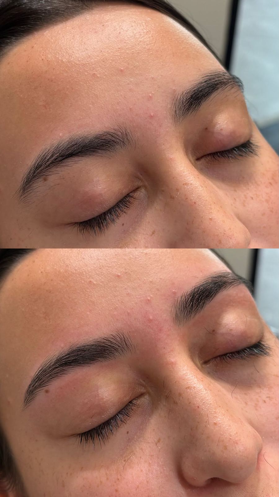 Before and after eyebrow threading — client 4
